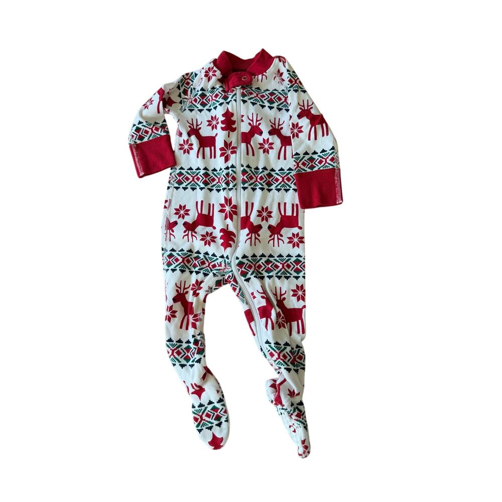 Hanna Andersson Red Dear Deer Baby Sleeper Pajamas - Picture 2 of 5